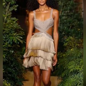 Patbo mini fringe dress gold Sz Xs